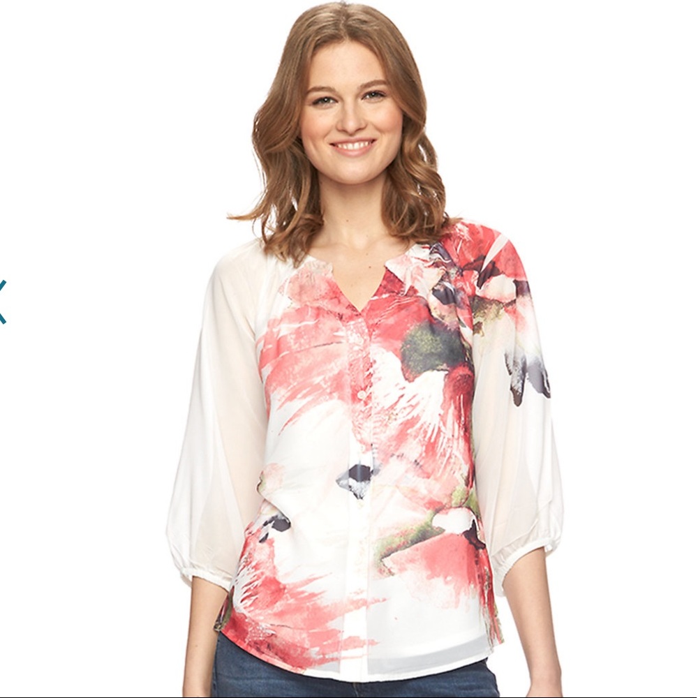 Women's AB Studio Floral Sublimation Blouse size medium